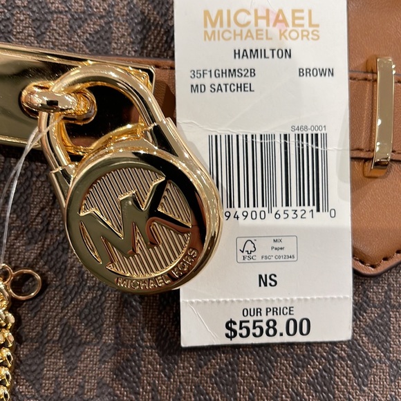MICHAEL KORS 
Hamilton Medium Logo Satchel
Brown Signature
NWT - Picture 14 of 16